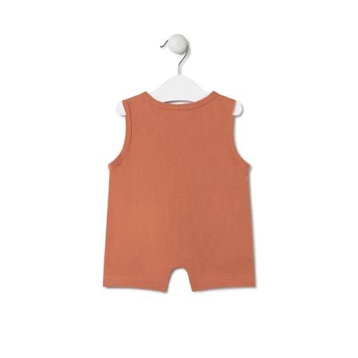 Short baby playsuit in Classic brick red