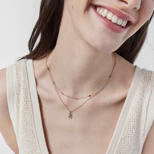 Collier Real Sisy en Argent Vermeil rose avec Onyx