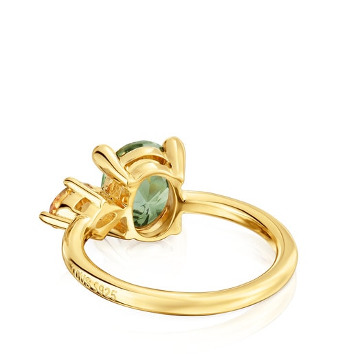 Medium Ring in 18kt gold plating over silver and laboratory-grown spinel and citrine TOUS Color Lab