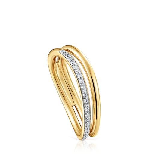 Doppelter Ring New Hav aus Gold mit Diamanten