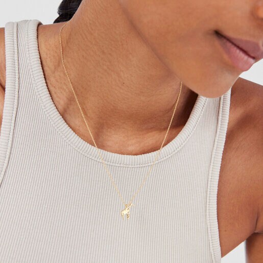 ゴールドコーティングシルバーのキリンネックレス Save