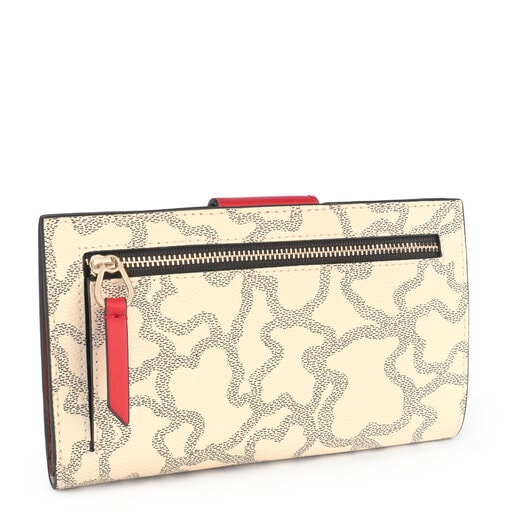 Medium Flat Kaos Icon Wallet in Multi Beige - Red