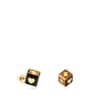 14kt gold Earrings with tiger’s eye Cube