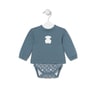 Baby bodysuit with smock in Soft navy blue