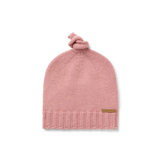 Gorro com nó de bebé Tricot cor-de-rosa