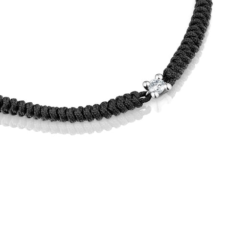 Pulseira em platina com diamante criado em laboratório Shine LGD e nylon preto TOUS Shine LGD