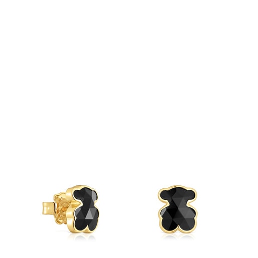 mm 18kt gold plating over silver onyx bear Earrings TOUS Icon Color