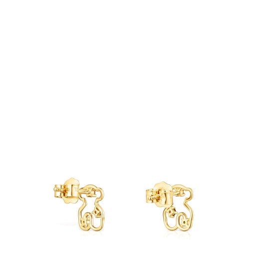 Gold Tsuri Bear earrings with gemstones
