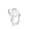 Anillo Straight tiras de plata y perla