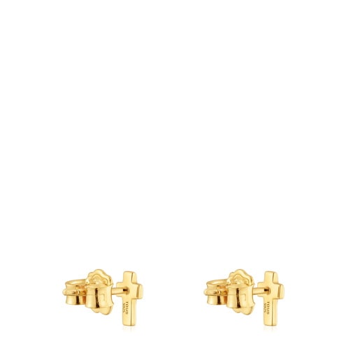 Aretes cruz con baño de oro 18 kt sobre plata TOUS Motivos