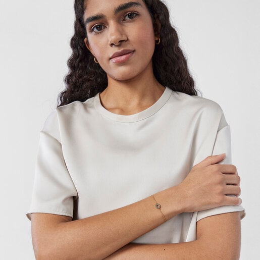 צמיד נוקטורן ורמייל צהוב בשילוב תליון דיסק משובץ יהלומים