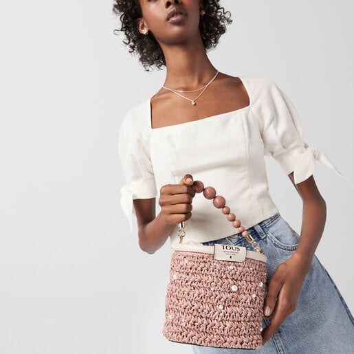 Sac bonbonnière TOUS Craft petit rose et beige