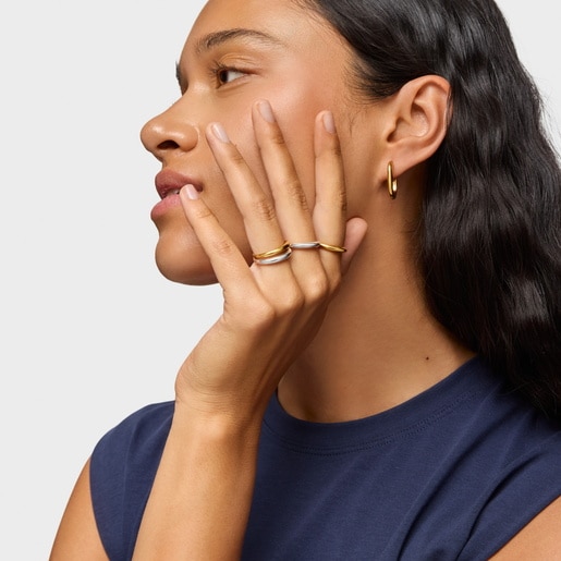 Anillo de plata liso con baño de oro 18 kt sobre plata TOUS Motivos