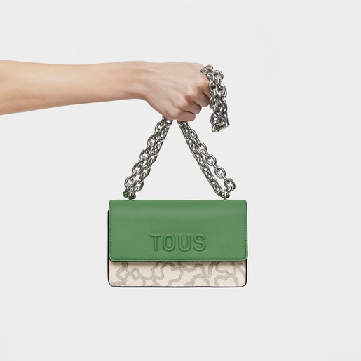 Kaos Icon small taupe and green Crossbody bag with flap