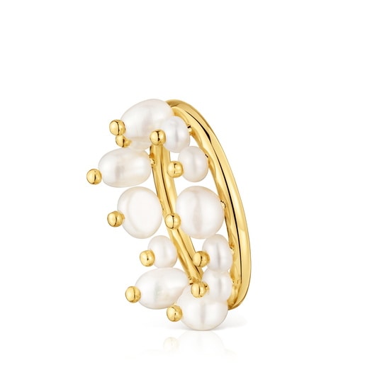 Anello in argento placcato oro 18 kt e perle coltivate piccolo Sugar Party