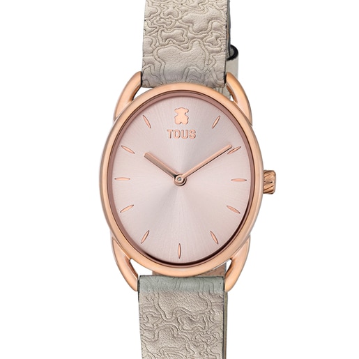 Steel Dai Analogue watch with beige leather Kaos strap