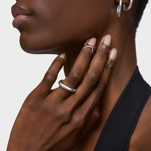 טבעת Claws‏ Icon Color LGG מכסף בשילוב אבן אודם מעבדה