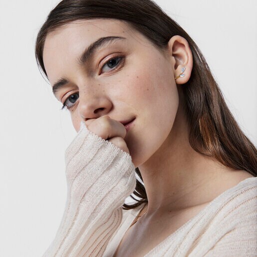 ピアス Real Mix　リーフ  17mm　イエローゴールドコーティング