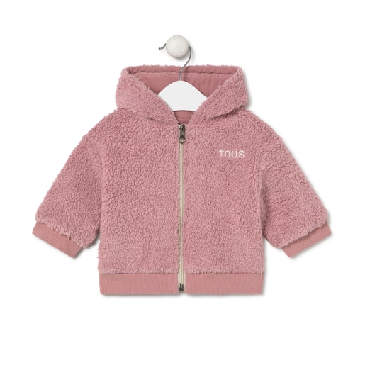Hooded fleece sweatshirt in Casual pink
