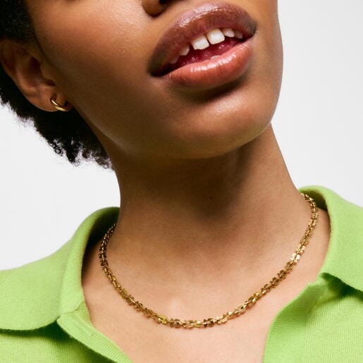 Short gold-colored steel Necklace with bear motifs TOUS Carrusel