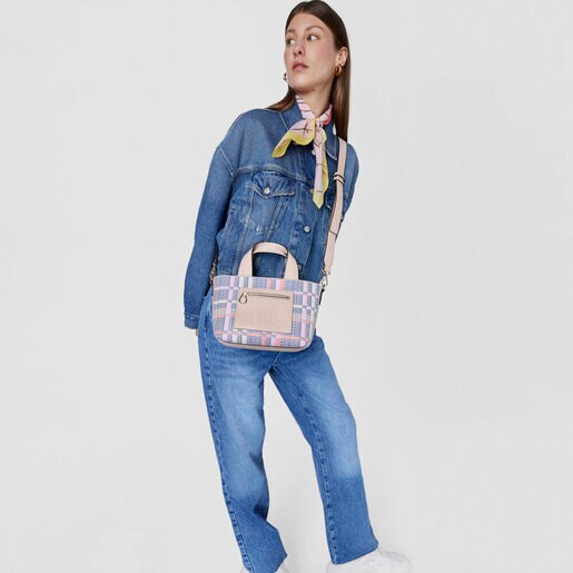 ベージュ＆レッドのスモール・トートバッグ TOUS Cecilia