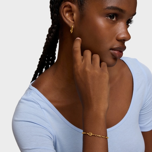 Pulsera cadena cuadrada con baño de oro 18 kt sobre plata TOUS MANIFESTO