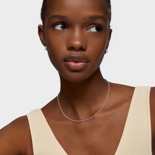 Collier ras du cou TOUS Chain en Argent avec anneaux ronds, 40 cm.