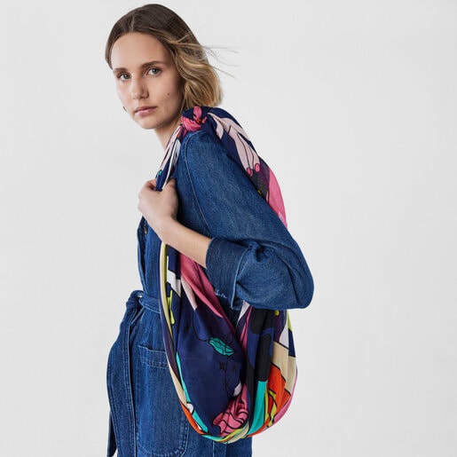 צעיף TOUS Magic Flowers מבד מודל בצבע כחול