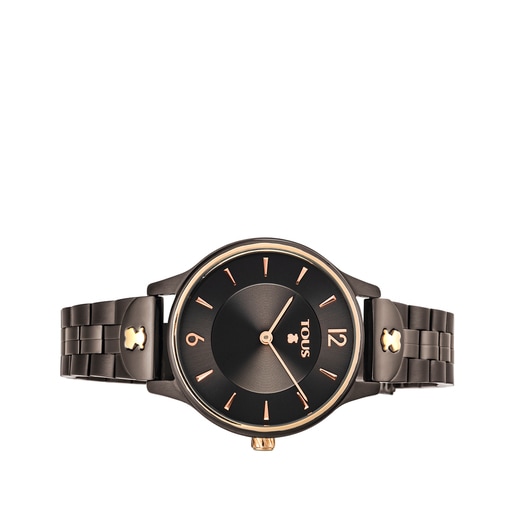 Стальные часы Len с серым и розовым ионным покрытием
