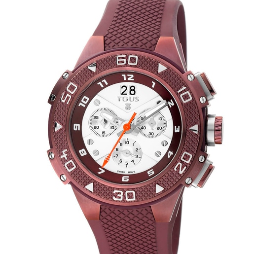 Montre Xtous en Acier IP violet avec bracelet en Silicone violet