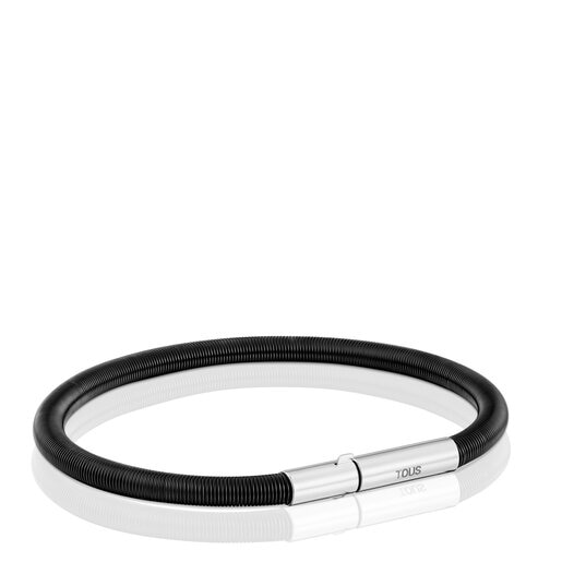 Bracelet en acier IP noir 17,5 cm Mesh Tube