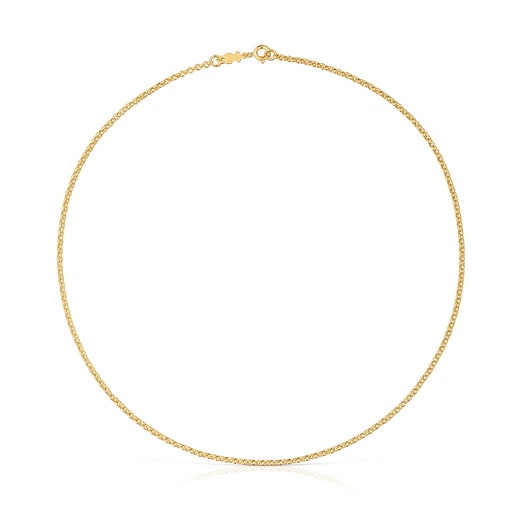 Collier ras du cou en argent plaqué or 18 ct et anneaux 45 cm TOUS Chain
