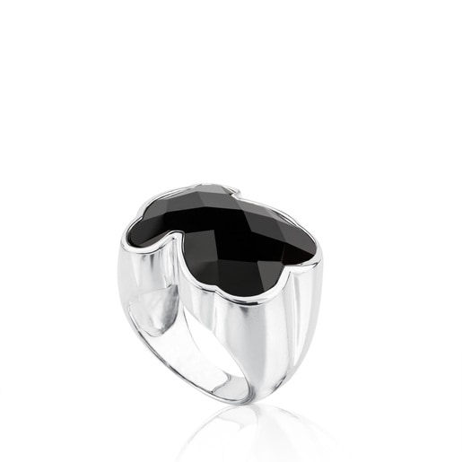 Anillo de plata y ónix facetado forma oso mediano TOUS Color