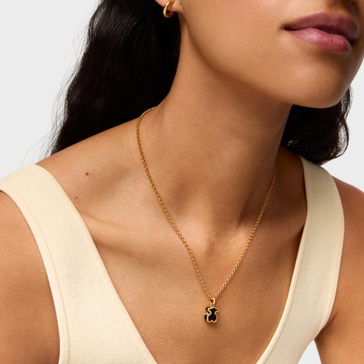 Pendant with 18kt gold plating over silver and black acrylic glass Galaxy