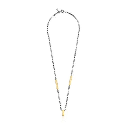 Two-tone TOUS Bear Row necklace with plates