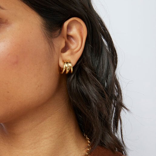 Silver vermeil TOUS Fellow Triple-hoop earrings