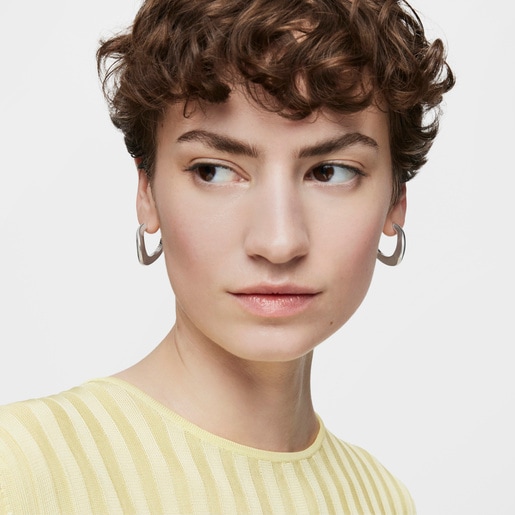 Silver oval Hoop earrings Galia Basics