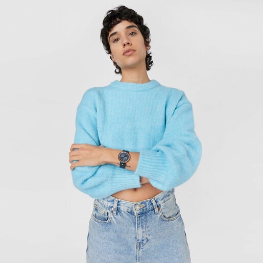 ブルーカラーのIP スティール＆ピンクカラーのIPRG スティール製リストバンドのアナログ式腕時計 S-Band