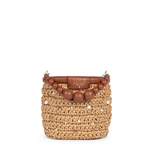 Bucket bag pequena TOUS Craft bege e castanha