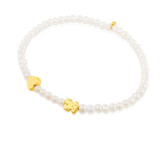 Pulsera de oro y perlas cultivadas motivos oso y corazón Sweet Dolls XXS