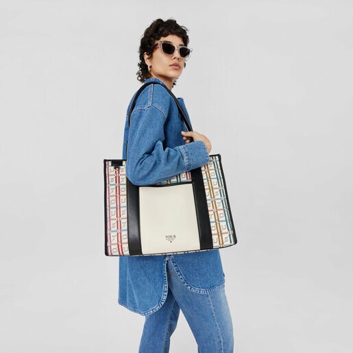 Shopping grande Amaya blanco y negro TOUS Crossroad