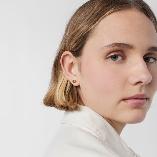 עגילי זהב ויהלומים גוד וויבס עין עם דובי