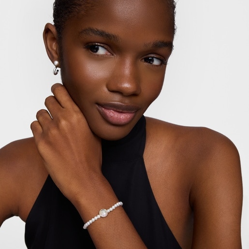 Silver and cultured pearl Elastic bracelet TOUS Icon Pearl