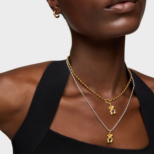 قلادة من الجمشت والفضة المطلية بالذهب عيار 18 قيراطًا من التشكيلة Sweet 40s من TOUS