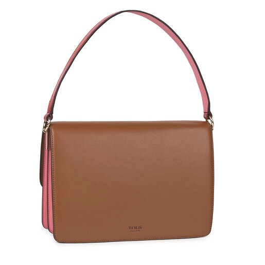 Bandolera mediana Audree marrón y rosa