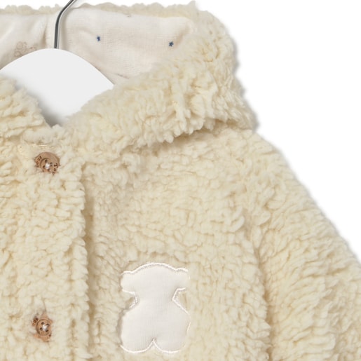 Hooded baby jumpsuit in Cosmic beige