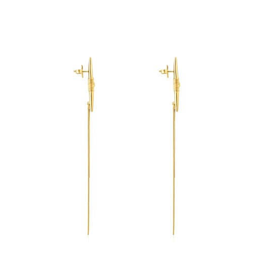 Aretes largos con baño de oro 18 kt sobre plata Lure