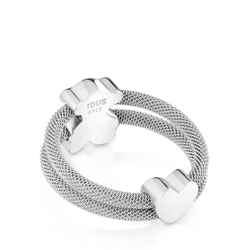 Anillo doble de plata Icon Mesh