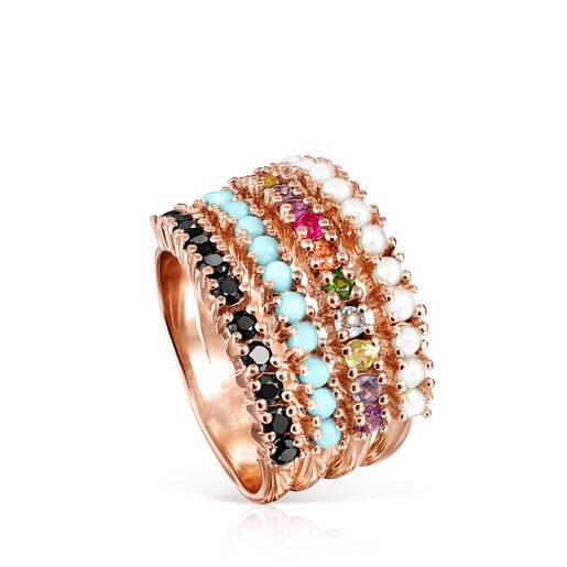 Ring in Rose Silver Vermeil with multicolor Gemstones TOUS Straight | TOUS