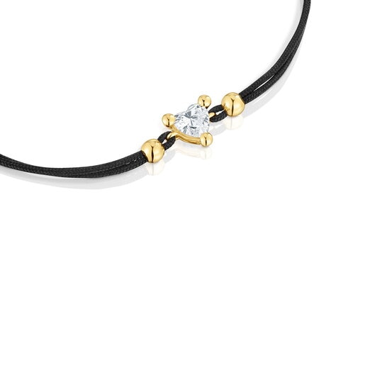 Gold Bracelet with laboratory-grown diamond and black nylon Garden Of Love LGD